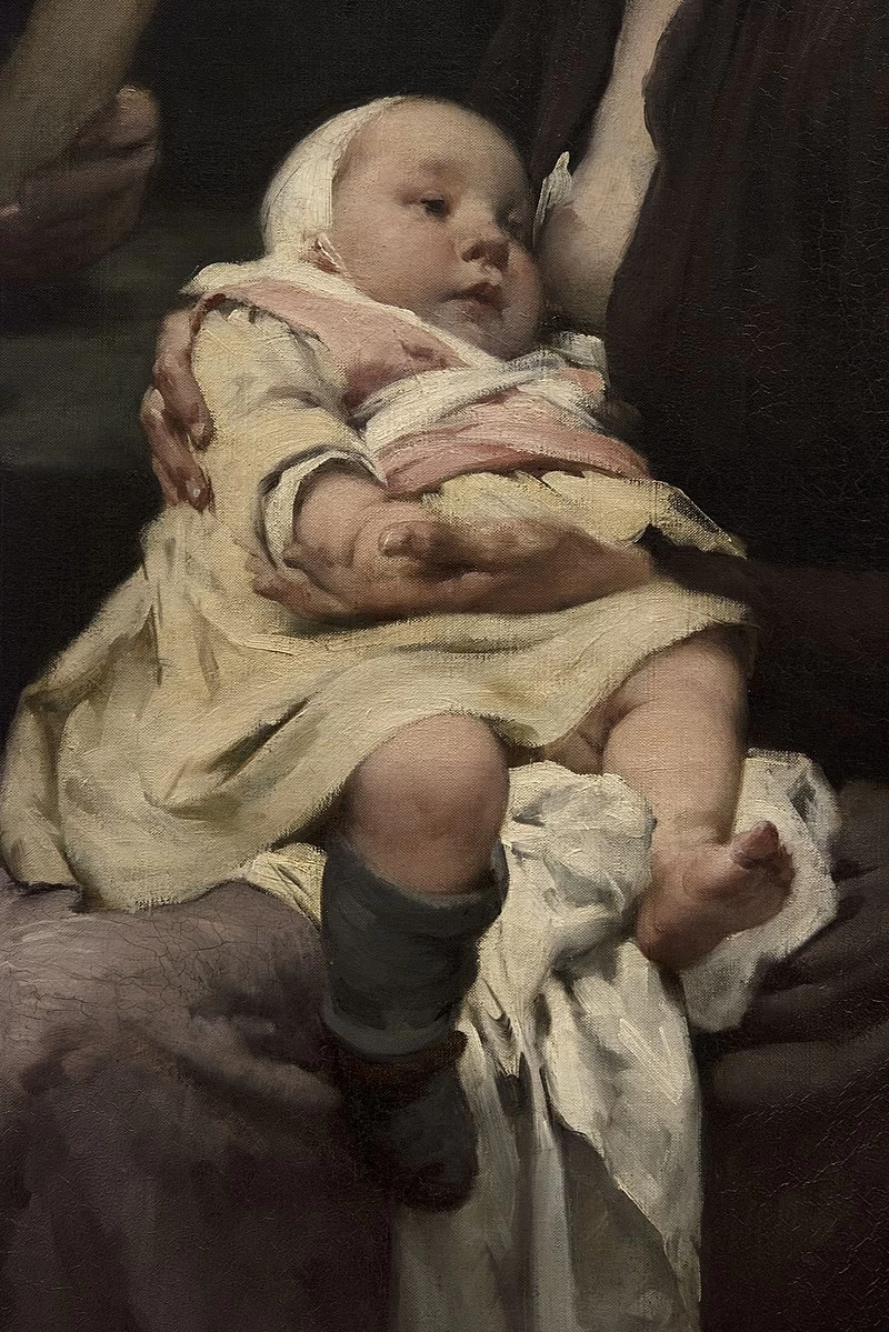 Il lavoro della goccia di latte al dispensario di Belleville - musée des Beaux, Arts de la ville de Paris dettaglio